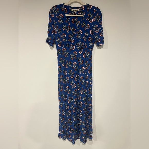 Boden Rebecca Tea Jersey Dress Size 10 Blue Sail Botanical - Picture 1 of 4